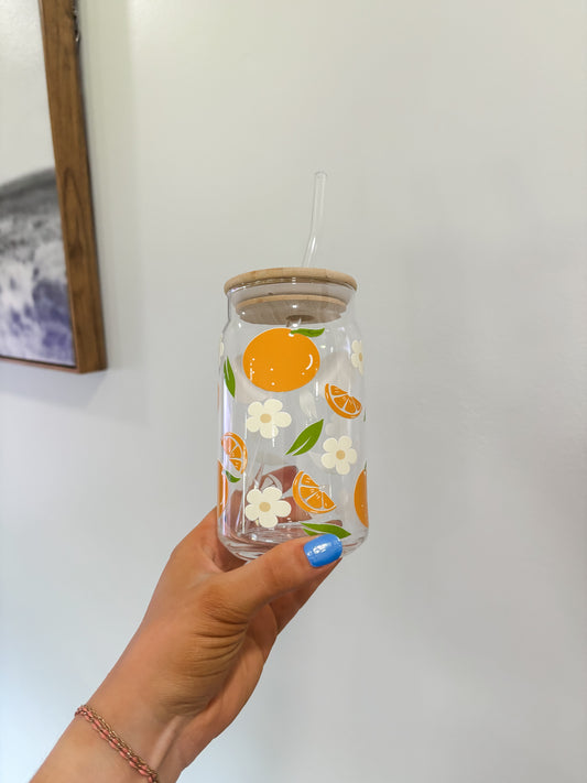 Oranges Glass Cup