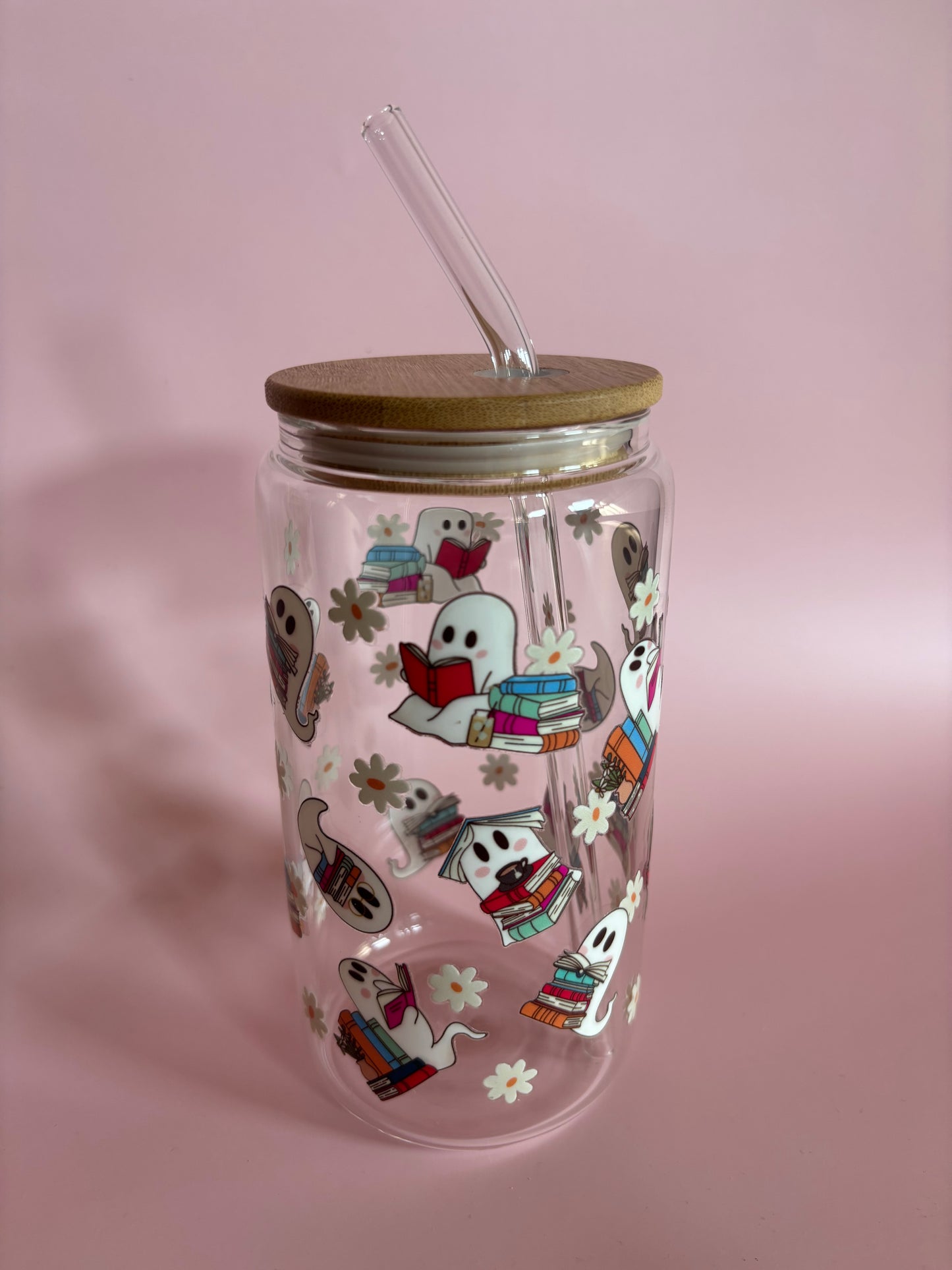 Bookish Ghosties Glass Cup