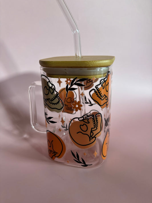 Square Skulls Glass Cup